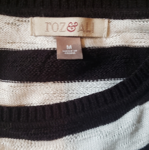 Roz&Ali medium striped shirt work top sweater - Picture 2 of 2